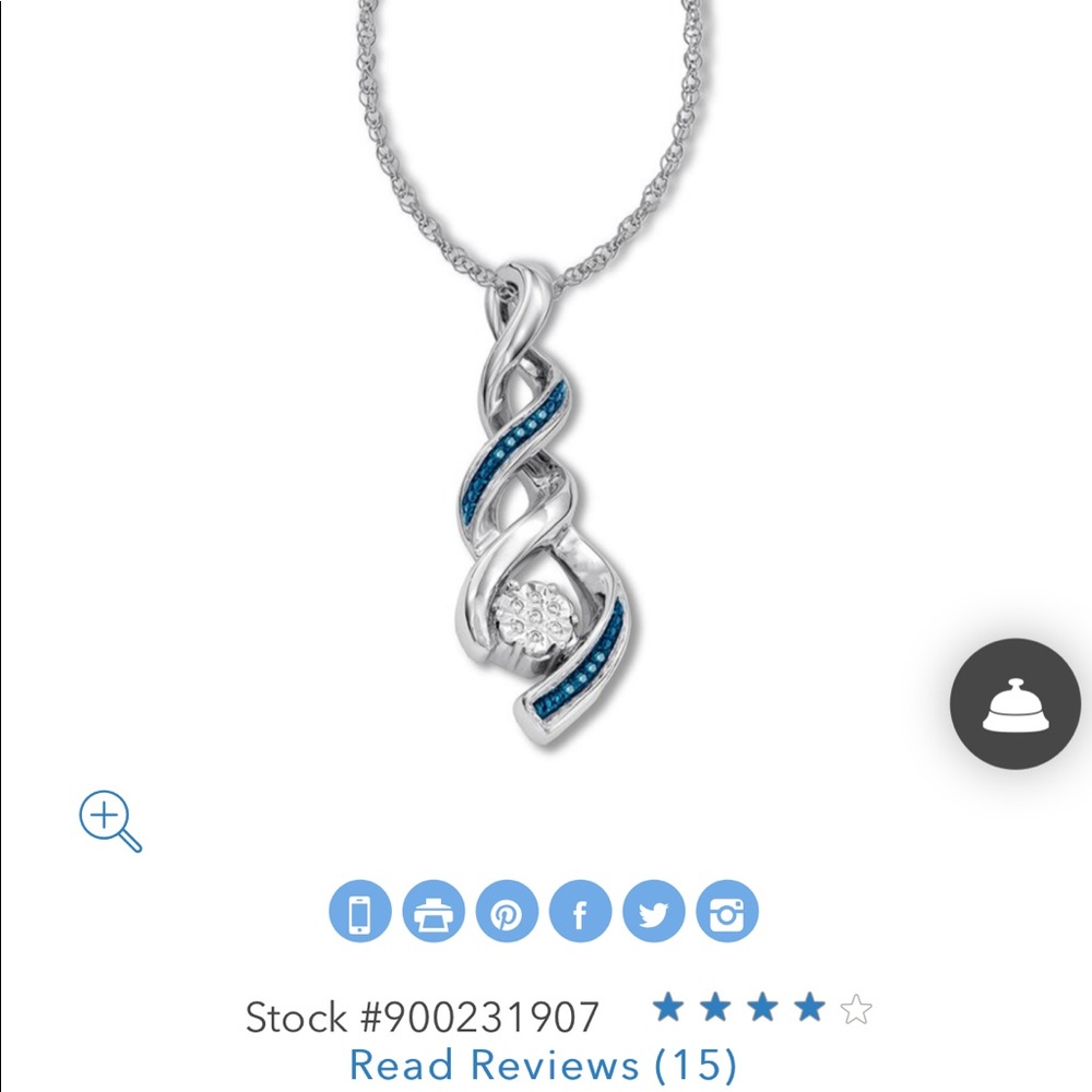 Blue and white Diamond necklace sterling silver